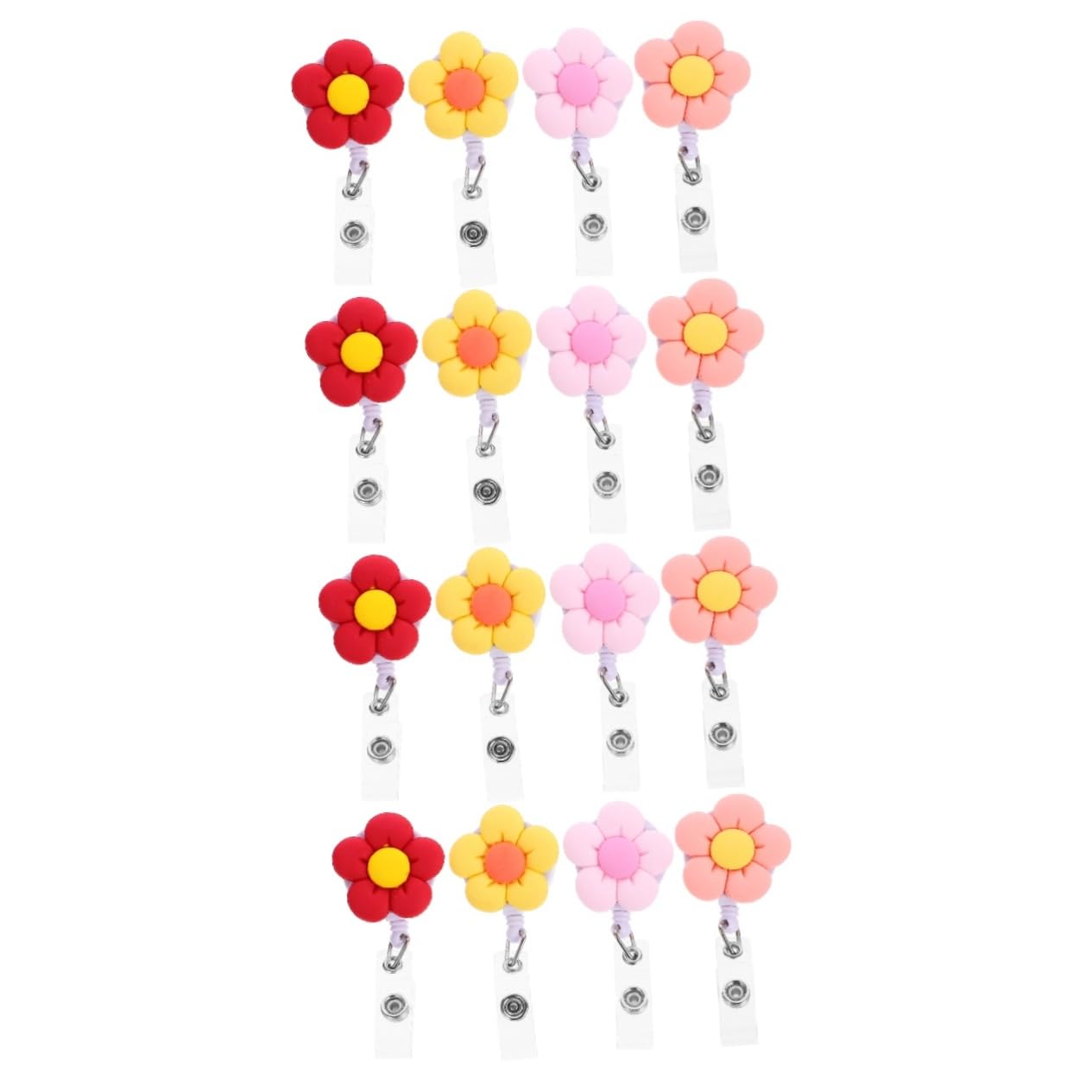 16pezzi Badge Holder Retrattabili Colorati Per Medici e Studenti Design Resistente e Leggero Facile Accesso Id e Tessere Include Fiori Arancione