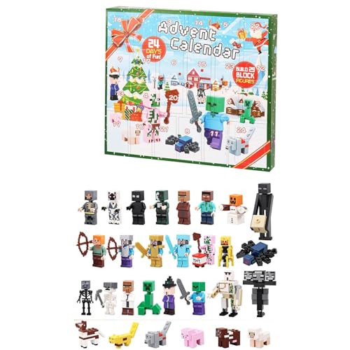 Christmas Advent Calendar 2025,24 Days Surprise Countdown Calendar,Toy Figures Building Blocks Including 29 Characters Christmas Holiday for Kids Girls
