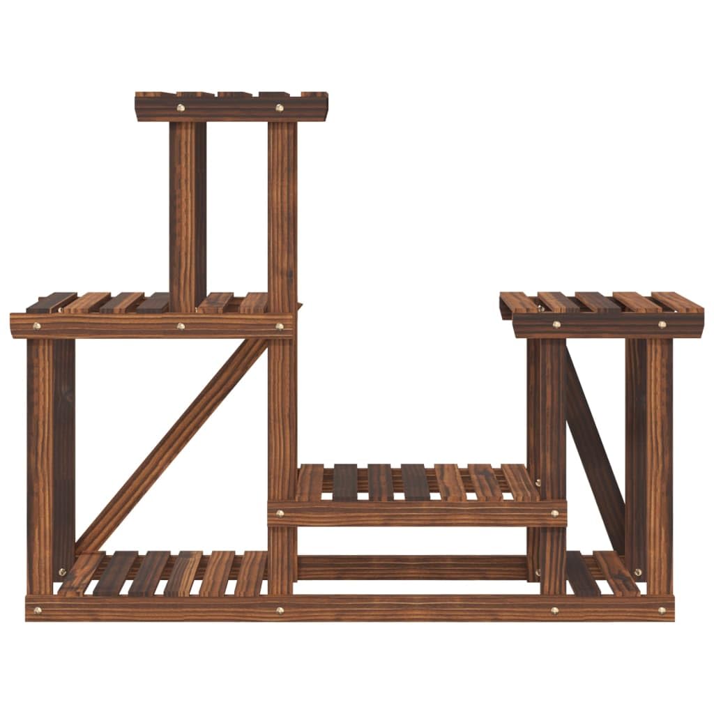 SYDE Supporto per fiori in legno di abete, 90 x 25 x 73,5 cm | Carbonizzato artigianale, resistente all'umidità, uso interno ed esterno, fissaggio a parete incluso