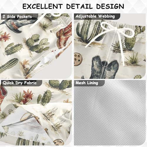 Pigsaly Boys Swim Trunks Cowboy Cowgirls Vintage Catti Boys Board Shorts Swimsuit Swimwear Summer Bathing Suit XS Multicolor3