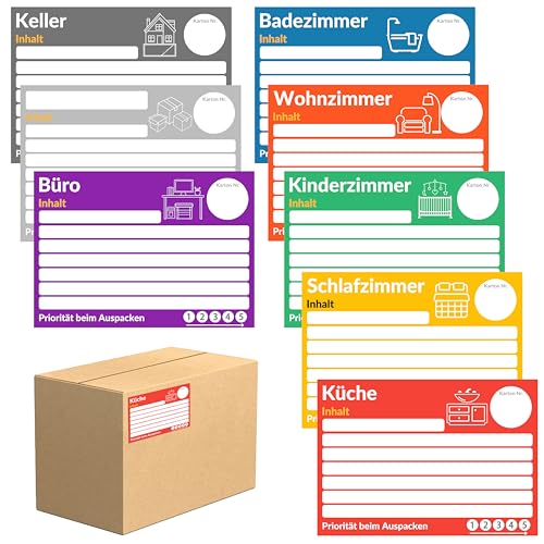 Yezirzax 80 Stück Umzugsetiketten XL-Format 15x10cm, Universal Klebeetiketten Umzugsaufkleber,...