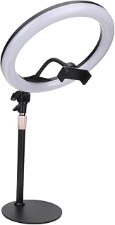 Selfie Ring Light, 10 Levels Brightness 3 Light Colors 2006LM 8W 10 inch Video Recording Ring Light Height Adjustable for Salon(Black)