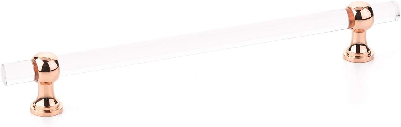 Lucite "Transitional" Polished Copper Adjustable Drawer Pulls Acrylic Clear Cabinet Knobs (12" Appliance Pull)