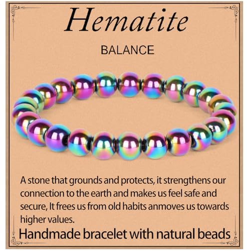 LPBeads Handmade Natural Gemstone Stretch Elastic Bracelet Healing Crystal Round Stone Beads Jewelry Gifts for Women Men