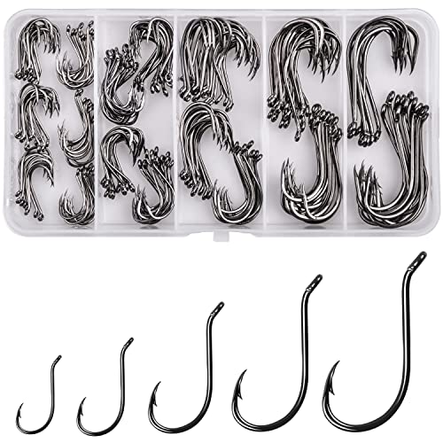 Octopus Beak Fishing Hooks, 200Pcs Sport Offset High Carbon Steel Turned Up Fish Hooks For Saltwater Freshwater #TOP26
