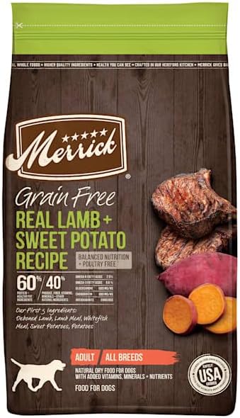 Merrick Grain Free Lamb + Sweet Potato Recipe Dry Dog Food, 4 lbs.