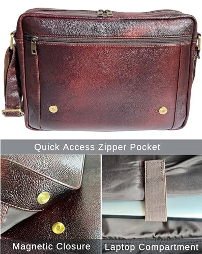 Image of RUSTIC TOWN Premium Leather Crossbody Messenger Bag - Stylish and Versatile - Gift for Professionals