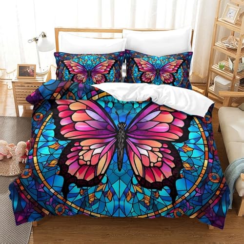Housse de couette microfibre hypoallergénique 3D 200x200 papillon - 3