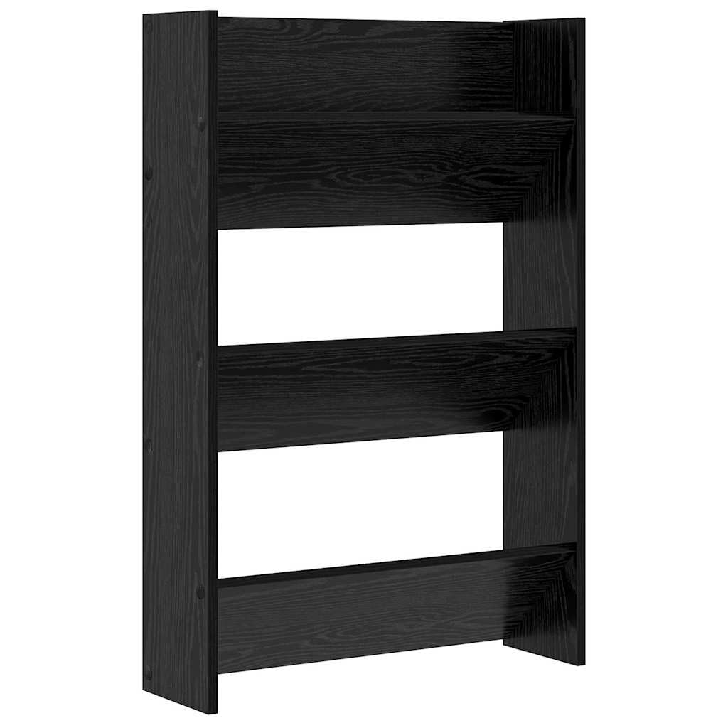 Meuble chaussures en bois aspect chêne et noir au design minimaliste chic