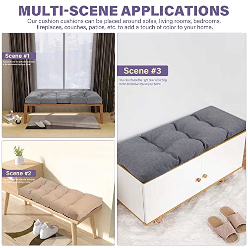 Bench Cushion Outdoor Bench Cushion, Bench Cushions For Indoor/Outdoor Furniture, For Piano/Window/Porch Swings/Dining Bench Thickened Non-Slip Custom Bench Cushion (48X18X4 Inch, Cream Color) #TOP6