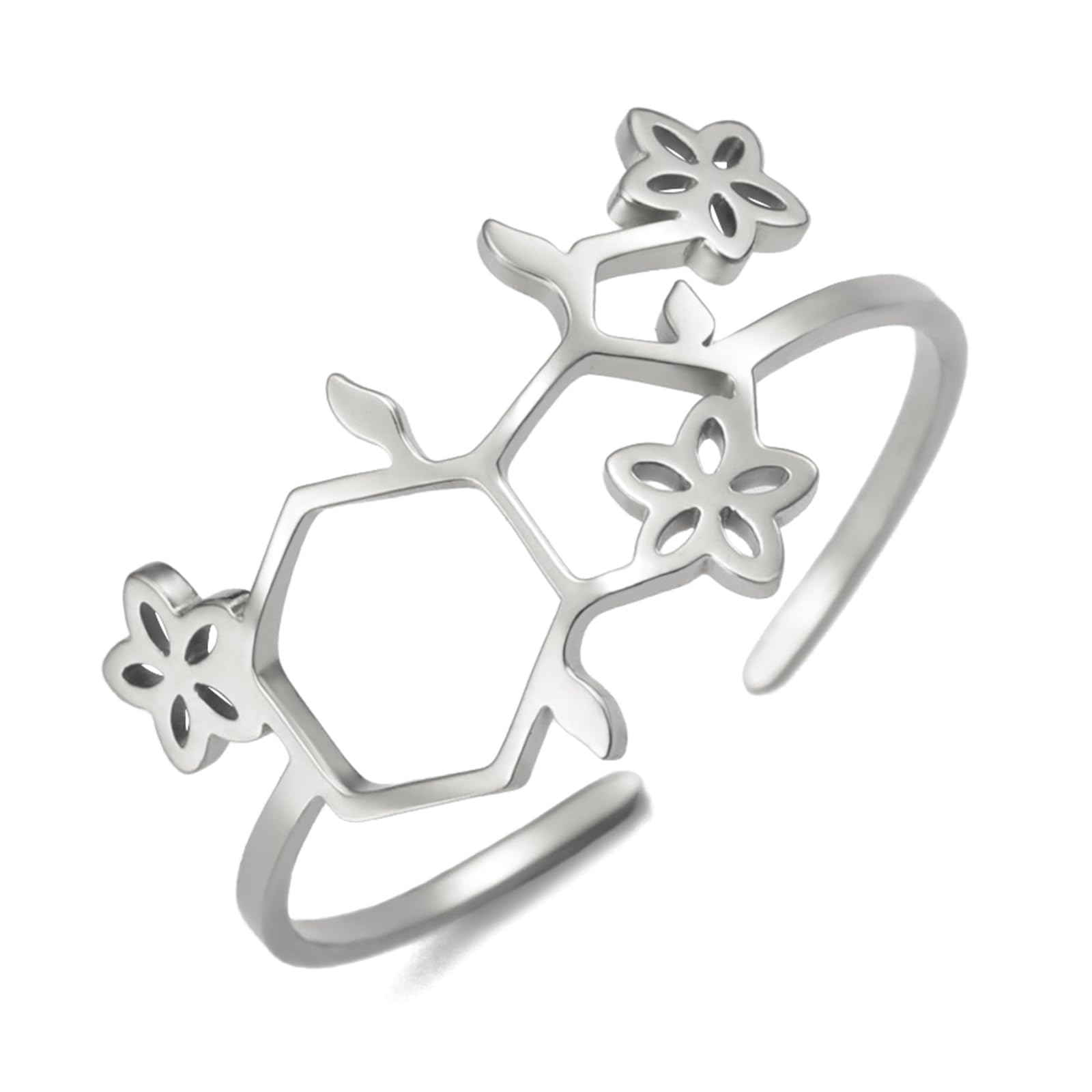 TEAMER Collana Molecola Serotonina In Acciaio Inox - Gioiello Scientifico Della Felicità Per Donne E Uomini