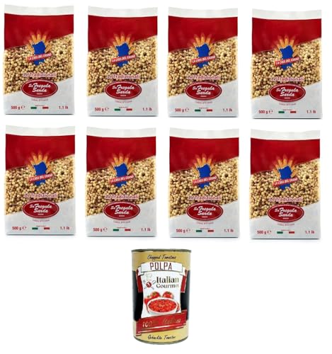 La Casa del Grano Fregola sarda Media Fregola Cerdeña mediana 8 x 500 g + Polpa Italiana Gourmet 400 g
