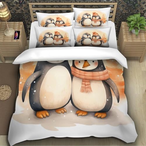 Housse de couette pingouin en microfibre pour chambre d'ado d'hiver