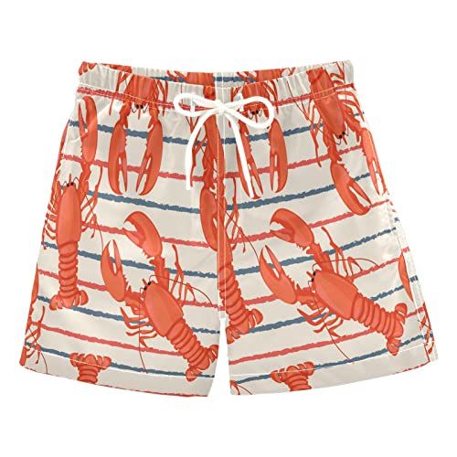 Seafood Marine Lobster Boys Swim Trunks Summer Toddler Beach Board Shorts Kids Swimsuit Swimwear L