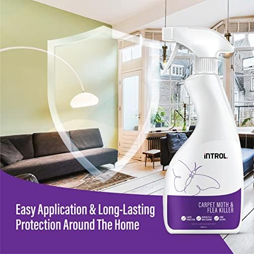 INTROL - Carpet Moth Killer Spray - Carpet Beetle, Silver Fish, Larvae & Eggs Home indoor Treatment - 500ML