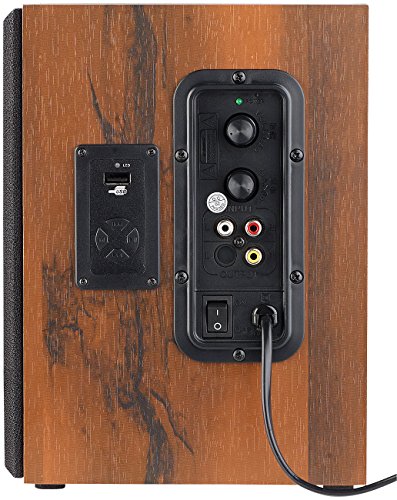 auvisio Lautsprecher Holzgehäuse: Aktives Stereo-Regallautsprecher-Set im Holz-Gehäuse mit Bluetooth (Holz Lautsprecher, Lautsprecher Boxen Holz, Lautsprecherkabel) – Bild 4