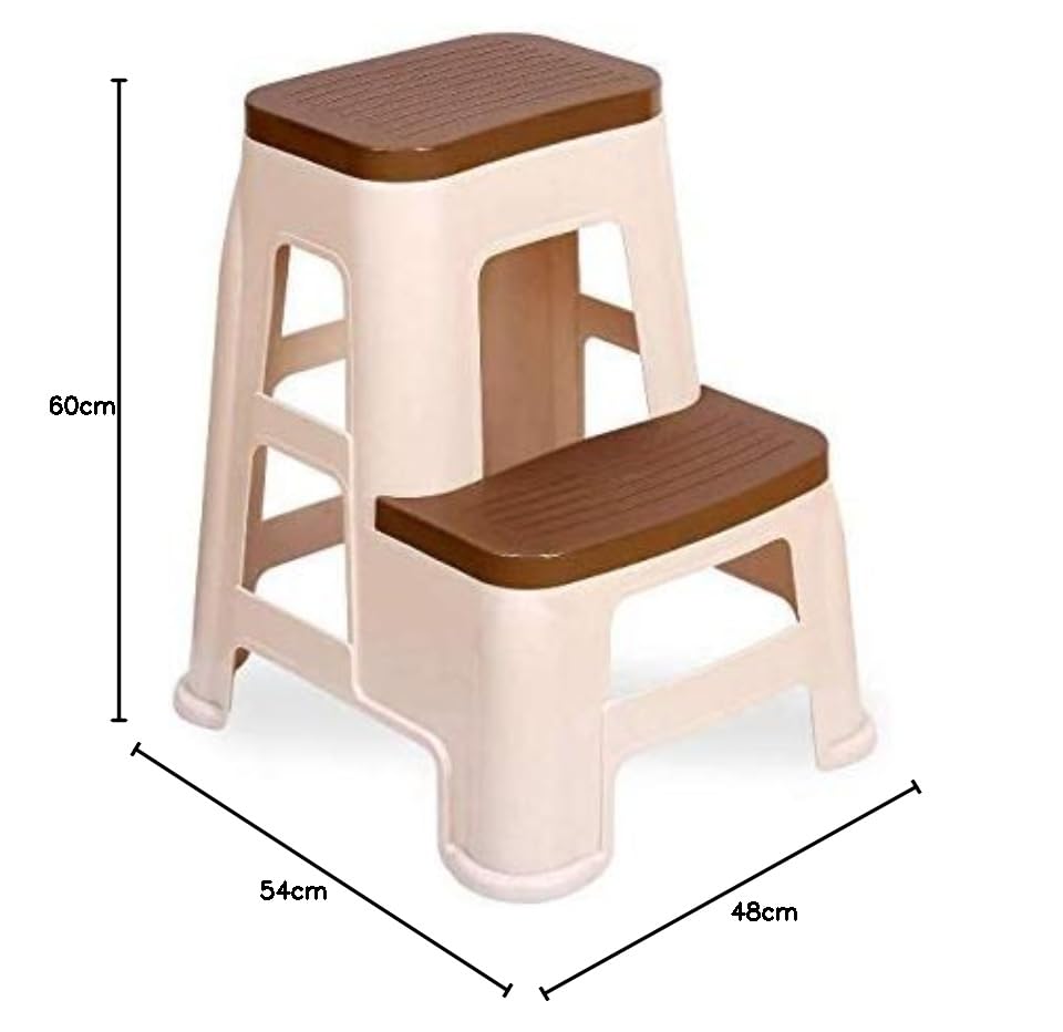Image of Strong and Durable Plastic Step Stool for Home, Bedroom, Bathroom, Kitchen, Living Room Office Adult Kids Children's and Garden Stool with high Load Capacity (Brown)