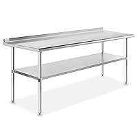 Vista 1 de Gridmann mesa de trabajo y preparación para cocina comercial certificada por NSF, de acero inoxidable con protector de salpicaduras, de 72 pulgadas