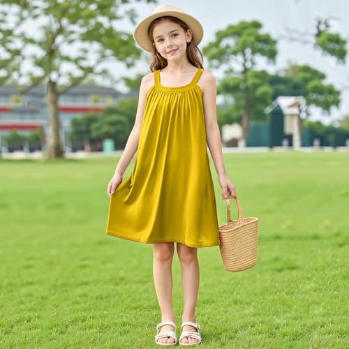 Girl's Summer Sleeveless Dress Halter Dresses Vacation Sundress Casual Dresses Solid Color Dress Beach Swim Cover Up4