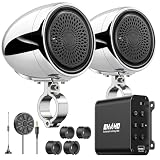 Ehaho 4' Motorcycle Speakers Bluetooth, Waterproof Motorcycle Handlebar Speakers System with Amplifier,Wire Control,FM,USB, Compatible with Harley ATV Scooter 4-Wheeler Golf Cart Jet Ski-Silver