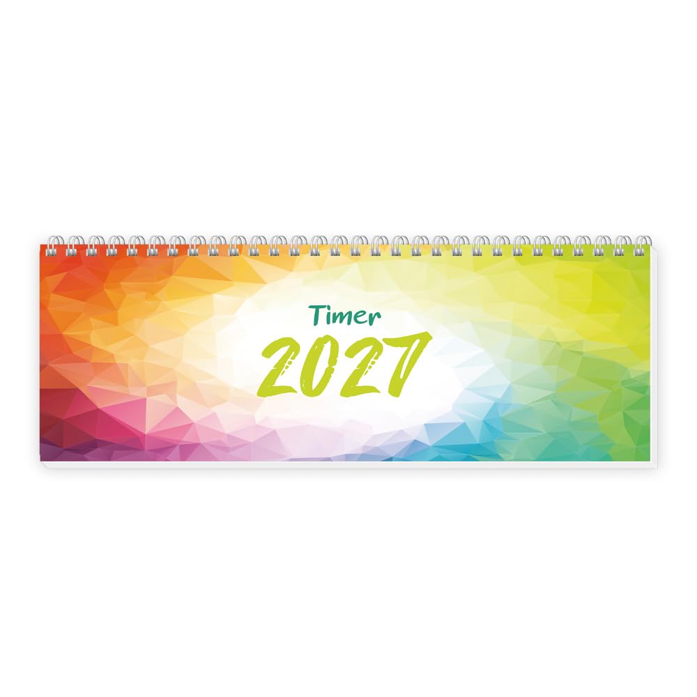 TRÖTSCH - Schreibtischquerkalender Timer Farben (eine Woche 2 Seiten) 2027: Tischkalender Wochenkalender