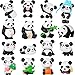16 Pieces Cute Panda Figures Cute Panda Toys Figurines Playset Mini Panda Miniature Doll Fairy Garden Figurines Mini Cake Toppers Party Favors Decorations