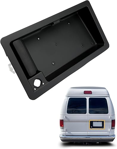 Manija de puerta exterior, compatible con Ford E150 E250 E350 E450 Econoline & More, 1992-2007, carcasa trasera derecha de soporte de placa de carga
