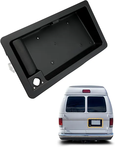 Exterior Door Handle, Compatible with 1992-2007 Ford E150 E250 E350 E450 Econoline & More, Rear Right Cargo & License Plate Tag Bracket Holder Housing | Replaces# 6C2Z-15434A20-AA Outside Handle