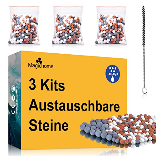 Magichome Koraliki mineralne zestaw uzupełniający 3 zestawy kamień filtrujący do głowicy prysznicowej, kamienie mineralne do usuwania chloru i czyszczenia wody pod prysznicem