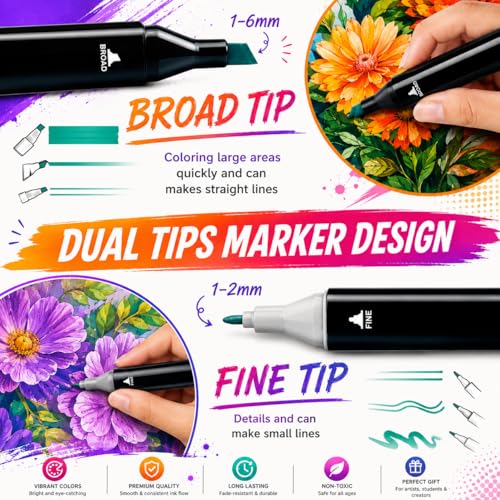 Image of Corslet Combo of 24 & 12 Alcohol Markers & Color Pens Set | Colour Marker Pen Art Markers Dual Tip Brush & Chisel Alcohol Based Markers for Drawing Sketching Adult Colouring & Illustrations