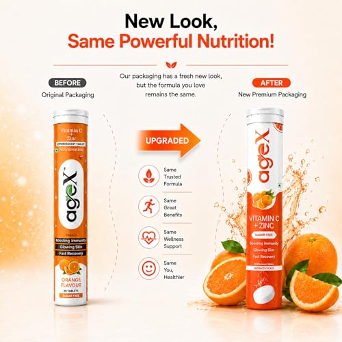Image of Vitamin C + Zinc Effervescent Tablets | 1000mg Natural Amla Extract | Immunity Booster for Skin, Hair & Nails | Supports Collagen Production & Immune Health |Orange Flavour | Sugar-Free | (3)
