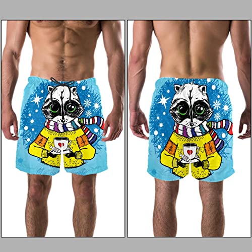 Short de bain homme imprimé animal rigolo avec cordon doux - 3