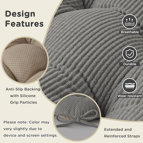 Image of AddGrace Dining Chair Cushions Set of 2 Non-Slip Bottom Kitchen Chair Pads with Ties for Indoor Kitchen Furniture Comfy Soft Seat Cushions for Dining Room 18 x 16 x 3inch Cream