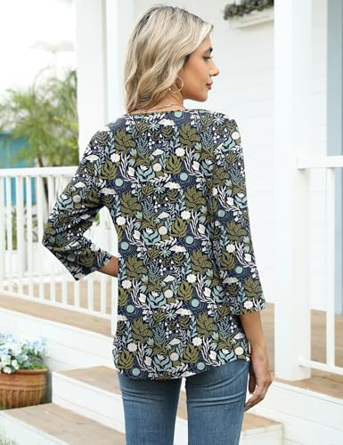 Image of LOMON Womens 3 /4 Length Sleeve T Shirts Asymmetrical Neck Tops Business Blouses for Women Fashion 2026