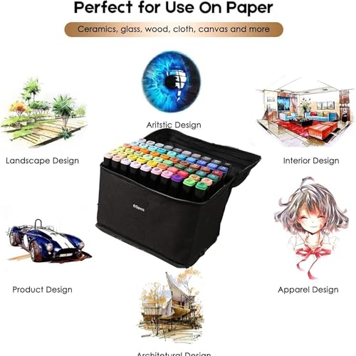 Image of 80 Colors Art Markers Sketch Pen Dual Tip Artist Art Marker Vibrant Colors Set For Kids Adult Coloring Sketching Drawing Painting,Twin Head Permanent With Carry Case(80),Multicolour