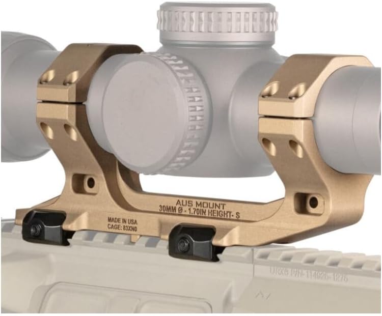 Reptilia AUS 30mm Optic Mount 1.70 Inch Bore Height, MIL-STD Type III Hard Anodized, Billet 7075-T6 Aluminum (FDE)