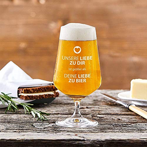 Bierglas Pilstulpe mit Gravur „Unsere Liebe zu Dir“ – Lustiges Vatertags- & Geburtstagsgeschenk für Bierliebhaber 🍻❤️ – Bild 6