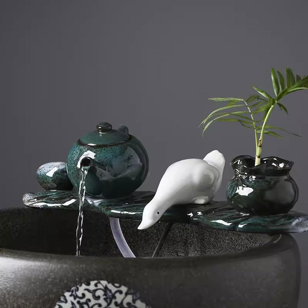 Small Fish Tank Ceramic Flowing Water Fish Tank Ornaments Office Living Room Floor-Standing Fish Tank Courtyard Large Fish Tank Fish Tank Kit(Large)
