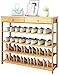 YXZQ Drewniany 4-poziomowy stojak na buty stabilna bambusowa rama pionowa półka szuflada przechowywanie 90 x 25 x 75 cm (szerokość x głębokość x wysokość)