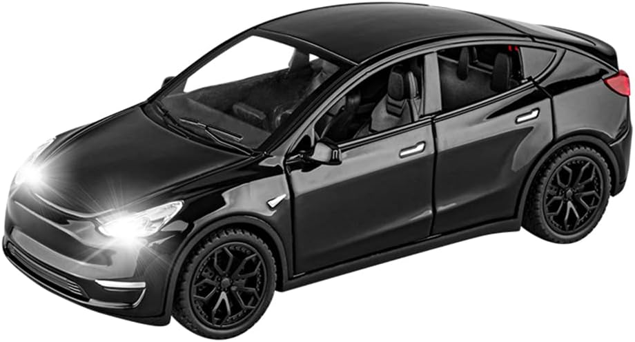 EROCK 1:32 Scale Model Y Alloy Car Model Diecast Toy Vehicles for Kids, Tesla car Model,Pull Back Alloy Car with Lights and Music,Mini Vehicles Toys for Kids Gift ,Children Birthday Gift. (Black)