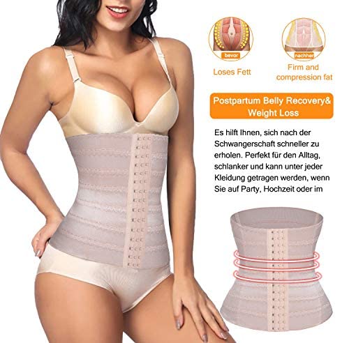 Bingrong Women's Waist Shaper Strong Shaping Tummy Control Shaper Breathable Bodice Underbust Corset Shapewear Adjustable Waist Cincher, skin-coloured, 3XL