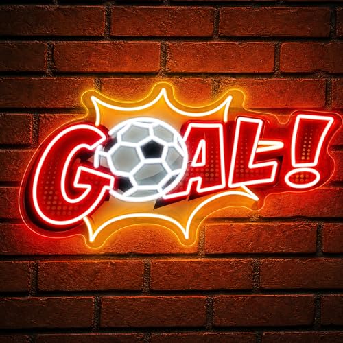 GOAL Soccer Neon Sign, Dimmable LED Football Light for Wall Decor, 18