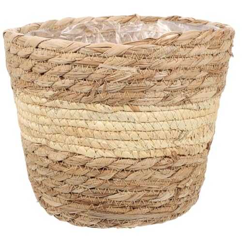 DOITOOL Panier à Plantes Tressé pour Décoration Intérieure, Pot De Fleurs en Paille Tressée Beige, Petit Format Conique, Panier Jardinière Naturel Et Multifonction pour Salon Et Bureau