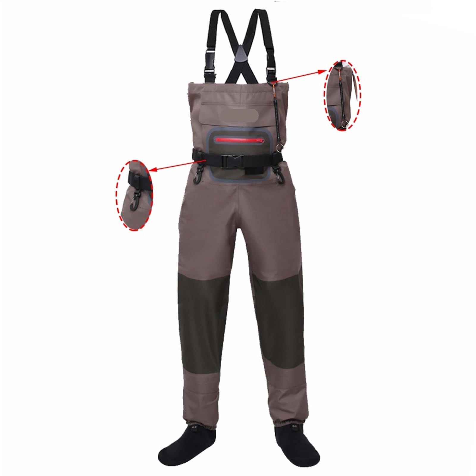 Wathose Wathose for Fliegenfischen, Entenjagd, Stockingfoot, Brustwathose, Outdoor, atmungsaktive Wathose(Kit1,M)