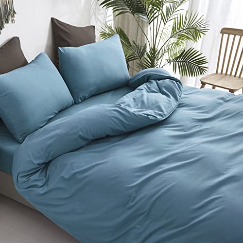Luxlovery Blue Comforter Set King Lake Blue Bedding Comforter Sets Dusty Blue Solid Modern Quilt Blanket Soft Breathable Comfy Soft 3 Piece Haze Blue Bedding Comforter Set For King Bed Women Men #TOP2