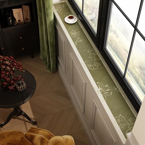 Floral Print Diatomaceous Earth Window Sill Cover, Cuttable Absorbent Drying Mat for Home, Rollable Balcony Ledge Pad (63x9.8in) - Ideal for Hallway & Bedroom