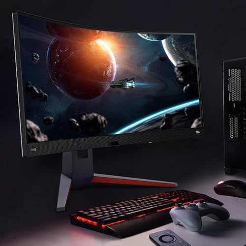 Vista 15 de BenQ Mobiuz EX2710R QHD 1440p VA 1000R 165 Hz Monitor curvo de computadora para juegos con altavoces duales y subwoofer, optimizador