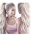 EALGA Ombre Platinum Blonde Lace Front Wigs with Brown Roots Realistic Looking Synthetic Hair White Blonde Wigs for Women 22 inches EALGA-048