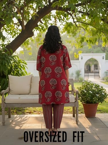 Image of Leriya Fashion Women's Rayon Kurta Pant Set | Casual Style Ethnic Co-ord Set for Women Stylish | Black Print Kurti for Office & Daily Travel Outfit | Oversize Loose Fit Kurta Sets for Woman