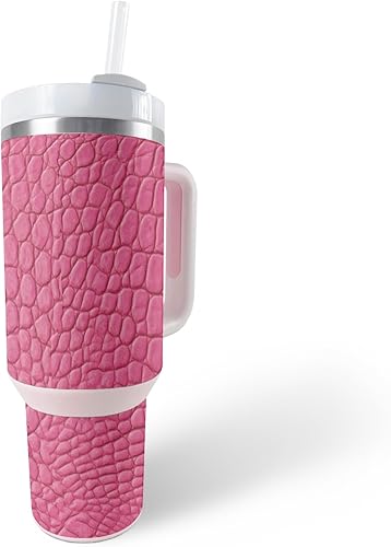 MightySkins Skin - Vaso de vinilo compatible con Stanley The Quencher H2.0 FlowState de 40 onzas, piel de cocodrilo rosa, funda protectora, duradera